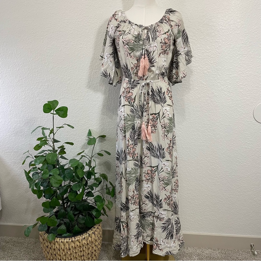 Label of Love Tropical Floral Flutter Sleeve Maxi Dress – Women’s Small
